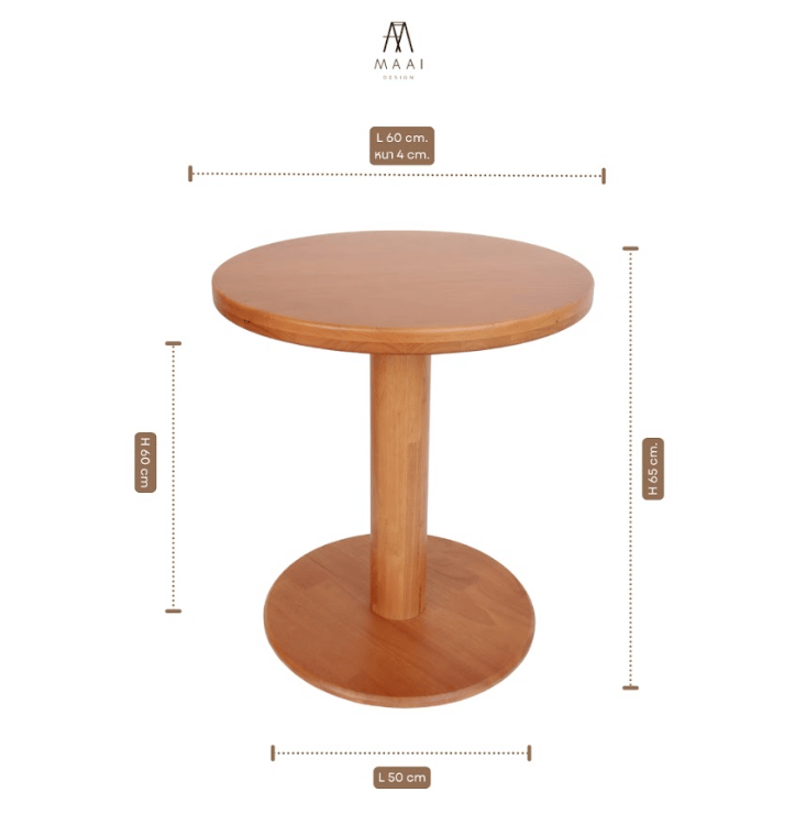 โต๊ะทานข้าวไม้ยางพาราแท้ MAAI DESIGN  รุ่น NAMI TABLE S สีโอ๊ค_3